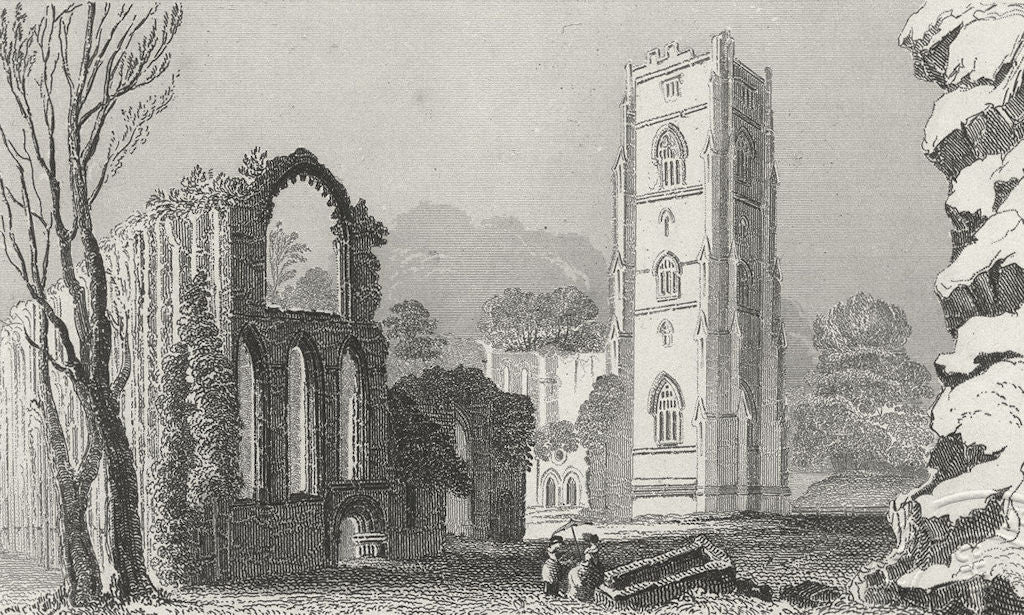 YORKS. Fountains Abbey. DUGDALE c1840 old antique vintage print picture